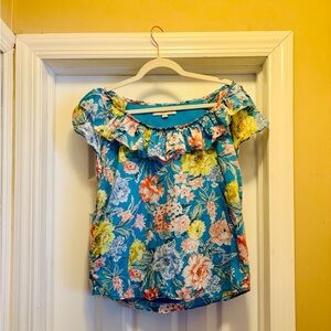 Gently used, LOFT Floral Ruffle Neck Women Top